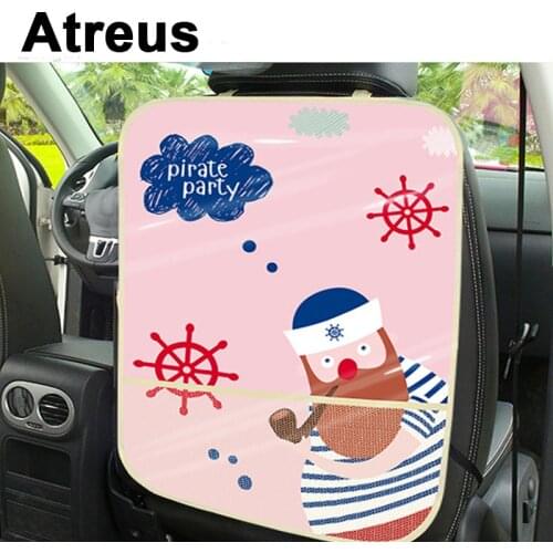 Atreus Car Cartoon Kick Mat Seat Back Protector Cover Storage Bag For Lexus Honda Civic Opel astra h j Mazda Kia Rio Ceed Volvo