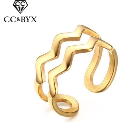 CC 9mm Stainless Steel Rings For Women And Men Personality Open Lovers' Couple Ring Fashion Jewelry Anillos Mujer CC1291