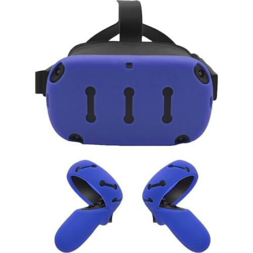2in1 Hard Plastic Helmet Cover& Soft Silicone Touch Controller Sleeve Skin for Oculus Quest VR Anti-Throw Protective accessories