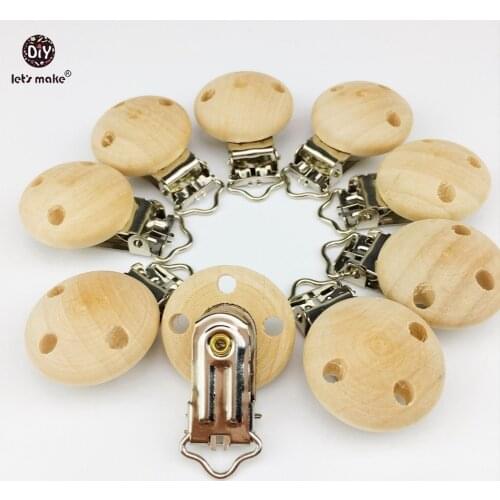 Lets Make Wooden Soother Clip 50pcs DIY Nursing Accessories Pacifier Clips Chewable Teething Diy Dummy Clip Chains Baby Teether