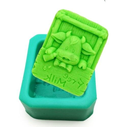 DIY Cow Silicone Mold For Soap Cake Chocolate Making 3D Handmade Milk Soap Salt Sculpture Mould S0358XN