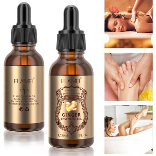 30ml Natural Ginger Oil Lymphatic Drainage Therapy Anti Aging Essential Oil Promote Metabolism Body Massage Oil