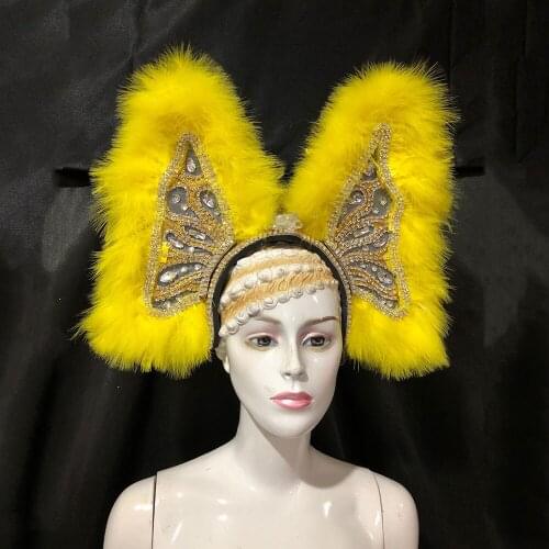 Custome Samba Dance Stage Performance Costume Ostrich Hair Back Opening Feather Headpiece Carnival Dancing Accessories Headwear