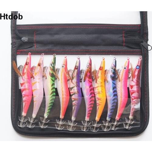 Htdob 10Pcs Fishing Lure Set 13.5CM 20G Squid Jigs 3.5# Hook Wooden Shrimp Artificial Fishing Lures Wood Shrimp Fishing Bait