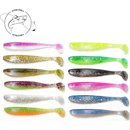 Artificial Bicolor T-tailed Rubber Soft Bait Wobbler Sea Fishing Lure Outdoor 3D Simulation Eyes 1.7g/65mm Swimbait