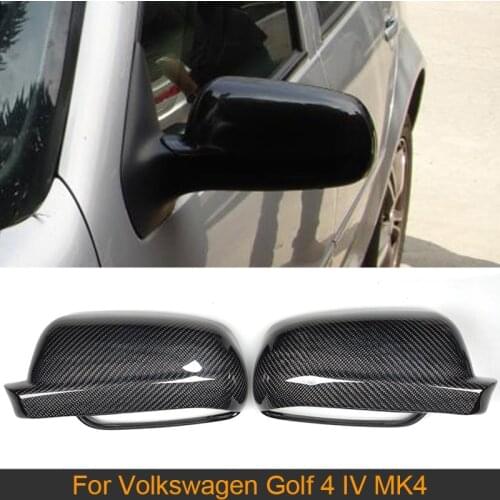 Carbon Fiber Car Rearview Mirror Covers Caps for Volkswagen VW Golf 4 IV MK4 1998-2004 Car Side Mirror Caps Covers Shell ABS