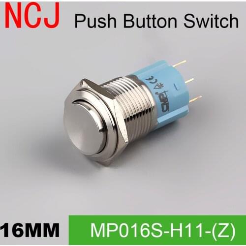 NCJ 16mm Metal Push Button Switch IP67 Maintained Alternate & Momentary push button switch copper 3A