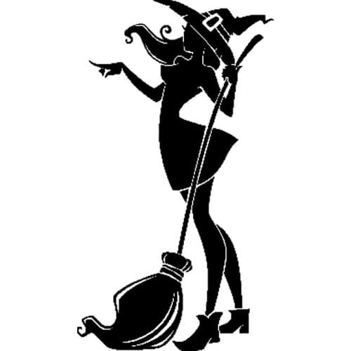 18cm*10cm Witch on Broom Car Stickers Waterproof Decals Auto Motorcycle Laptop Truck Products Decoration