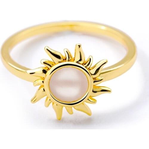 New Stainless Steel Popular Vintage Logo Sun Rings For Women Men Ins Sun Star Flower Round Female Ring Jewelry Gift for Girls