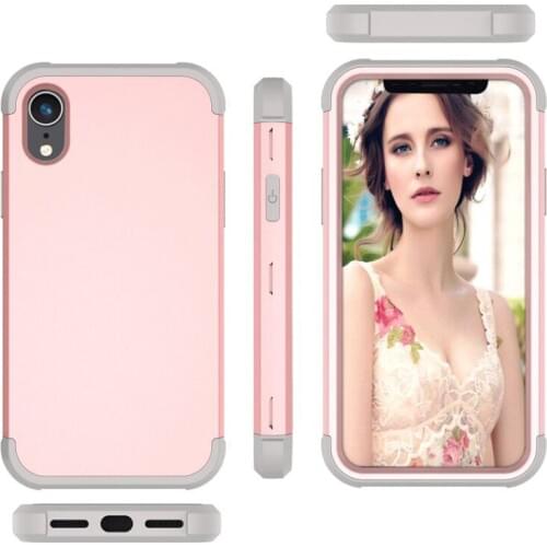 New Dual Layer PC+Silicon Shock Resistant Mobile Phone Cases for iPhone XR 6.1" Contrast color & Lifted Bezel Design 3-in-1 Case