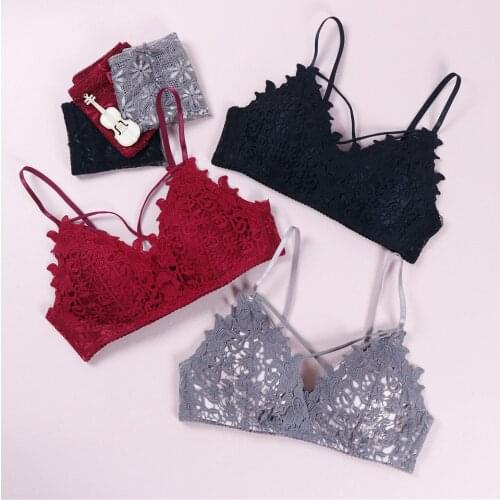 New Young Woman Sexy Lingerie Set Lace Gather Adjustable Floral Bra Sets A B Cup Size 70-85