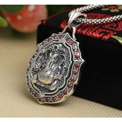 Handmade 925 Silver Ganesha Buddha Pendant vintage thai silver fortune buddha amulet pendant pure silver buddha pendant man gift