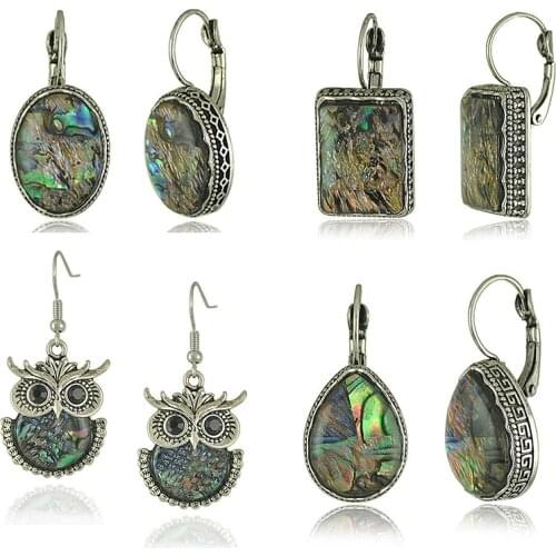 Colorful Resin Acrylic Dangle Earring for Women Unique Round Owl Shape Statement Abalone Shell Earrings Wedding Jewelry O4XQ0019