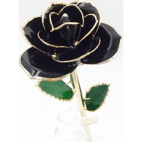 Rare Black Rose 24k Gold Plated Real Rose Fancy 24k Gold Dipped Real Rose for Collection