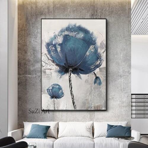 Hand Painted Abstract Flowers Landscape Oil Painting On Canvas Wall Art Pictures For Living Room Home Decor No Frame