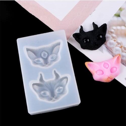 2 Pcs DIY Cat Head Silicone Molds Resin Epoxy Casting Molds Including 2 Cat Styles for DIY Resin Crafts Pendant Casting Mold