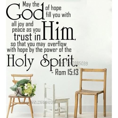 Bible Verse Wall Decal Psalm Romans 15:13 May The God Of Hope Vinyl Sticker Livingroom Bedroom Text Wall Sticker Art Words LA829
