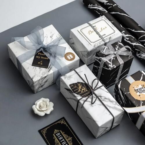 20pcs/lot Natural Marble Birthday Gift Wrapping Paper Gift Bag Cover Paper 60X60cm Marble Series Creative Wrapping Paper