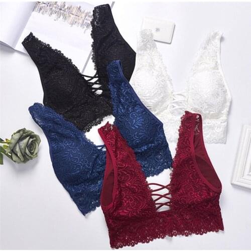 Sexy Bra Women Lace Bralette Solid One Size Lingerie Underwear Wireless Padded Seamless Bra Ultra Strap Padded Stretch for Women