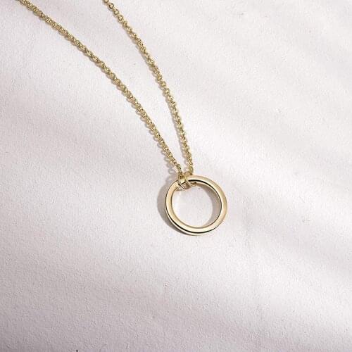 Gold Circle Necklace 925 Sterling Silver Open Circle Pendant Necklace for Women Chain Choker Collares Minimalist Female Jewelry