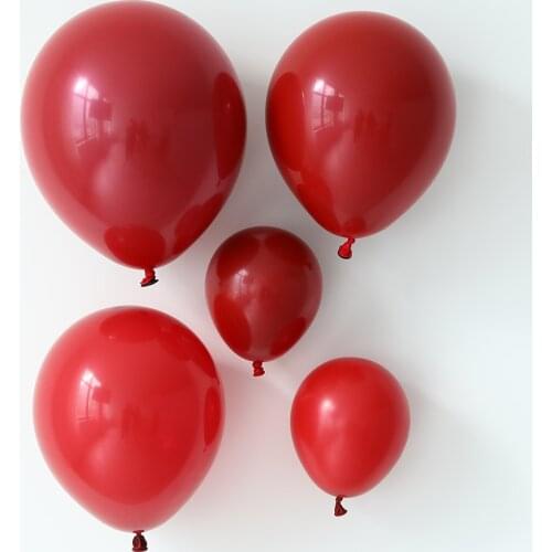 10Pcs Double Layer Burgundy Ruby Red Color Balloons Metal Chrome Latex Globos Engagement Wedding Decorations Party Supplies Ball