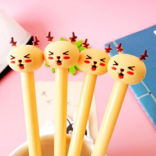 24 Pcs Korean Creative Lovely Christmas Deer Styling Neutral Pen Signature Student Prize Office Stationery Pen Wholesale
