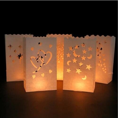 50 pcs/lot Sunshine Tea Light Holder Luminaria Paper Lanterns Candle Bag For Christmas Party Outdoor Wedding Decoration