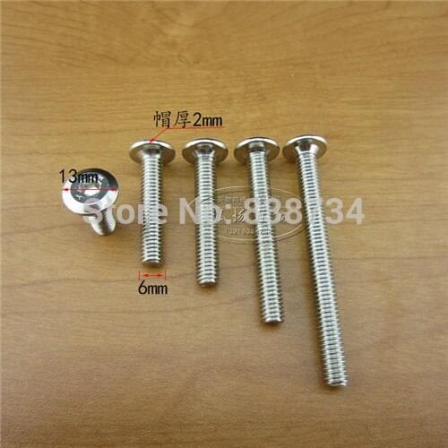 50pcs M6*30 nickel coated steel hex drive furniture Screw, connector bolt, flat head Screw