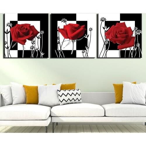 5D DIY Diamond Embroidery Roses Black Flower Cross Stitch Diamond Painting 3 Piece Set Rhinestone Art Halloween Home Decor Gift