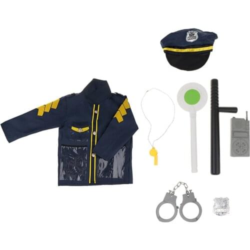 8 Pieces Kid Police Officer Role Play Costume Tools Kits Fancy Dress with plastic tools kits & hat for boys fancy dress