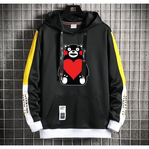 Anime Kumamon Hoodie women men Popular Harajuku Hoodeds Pullover Streetwear Casual Fake Two-Piece jacket coat