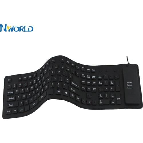 Freeship 85/109Keys Keyboard Laptop PC Notebook Portable Flexible Silicone Keyboard Foldable Waterproof Dustproof USB Silent Key