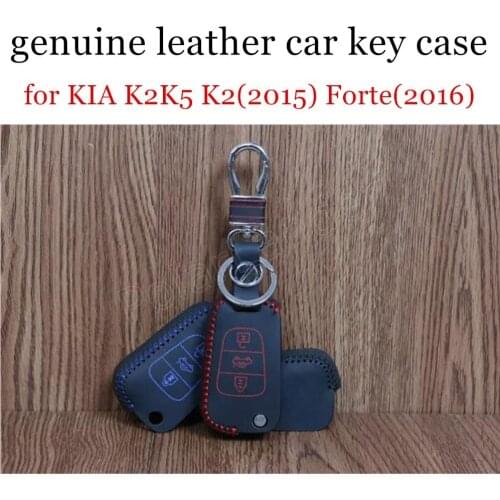 Only RedPremium Quality fit for KIA K2K5 K2(2015) Forte(2016) car key case Genuine quality leather Hand sewing car key cover DIY
