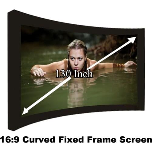 Full HD Display Cinema Size 130 Inch Curved Fixed Frame Projection Screen DIY Wall Mount 3D Projector Screen 16:9 In Stock Sale
