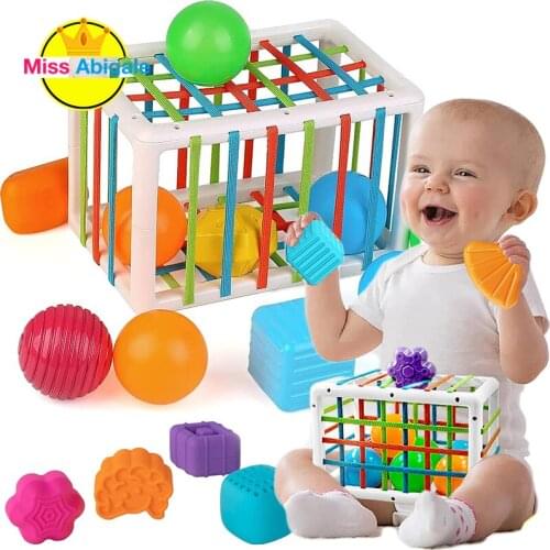 Baby Shape Sorting Toy Motor Skill Tactile Touch Toy 10 Months To 3 Years InnyBin Soft Cube Montessori Educational Toys