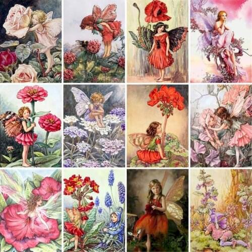 GATYZTORY Frame Little Fairy DIY Painting By Number Wall Art Canvas Painting Picture Paint By Numbers Coloring By Numbers Home D