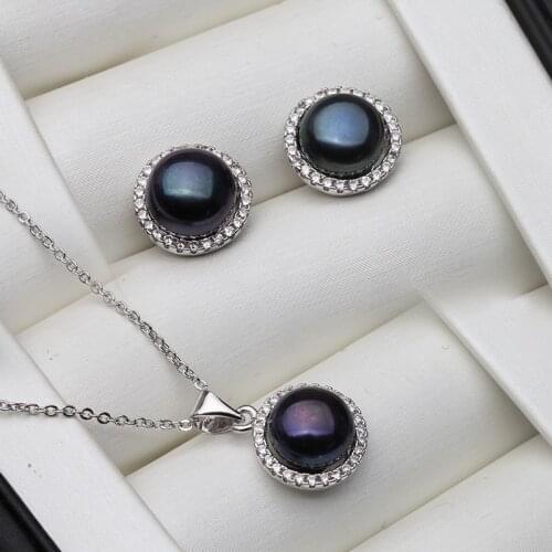 Freshwater Pearl Jewelry Set 925 Silver Women,wedding Natural Pearl Earrings Set Anniversary Gift