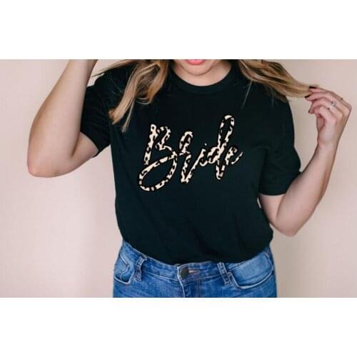 Leopard Bride Shirt Fashion Women Bachelorette Party Shirt Aesthetic 100% Cotton O Neck Short Sleeve Top Tee Graphic Streetwear