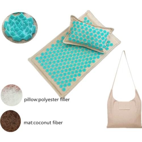 Linen Cotton Acupressure Mat With Pillow Muscle Relax Pad Acupuncture Cushion Body Stress Relief Rug Health Care