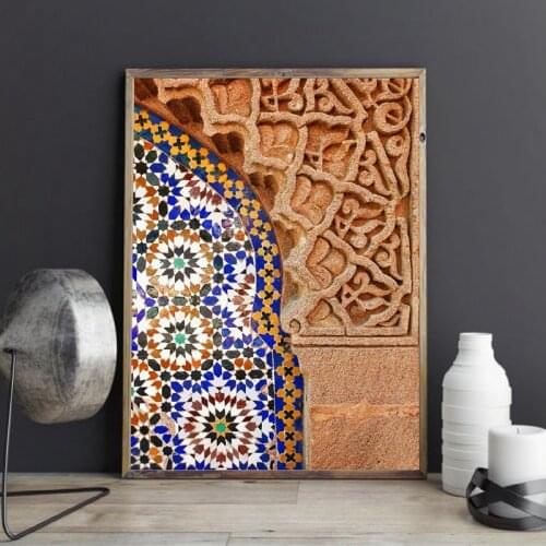 Moroccan Wall Art Canvas Print Marrakesh Architecture Poster Boho Decoration Canvas Painting Wall Decor Terracotta Art Picture