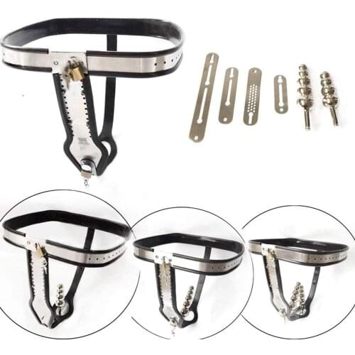 Metal Chastity Belt Panties Chastitys Device with Lock and Anal Plug Adjustable Sexual Abuse SM Adult Sex Toys for Women