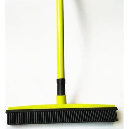 Broom Pet Hair Removal Tool Telescoping Handle Soft Rubber Broom for Hardwood Floor and Tile Clean Hand-free Wash H88F