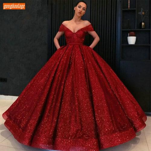 Fashion Boho Burgundy Evening Dresses Long V Neck Ball Gown Arabic Women Formal Dress Reflective 2020 Custom Made Evening Gowns