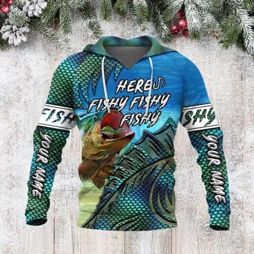 New 3D print Personalized Fishing Here Fishy 3D All Over Printed Shirt Hoodie Men Women Hooded Sweatshirt tops V-7747