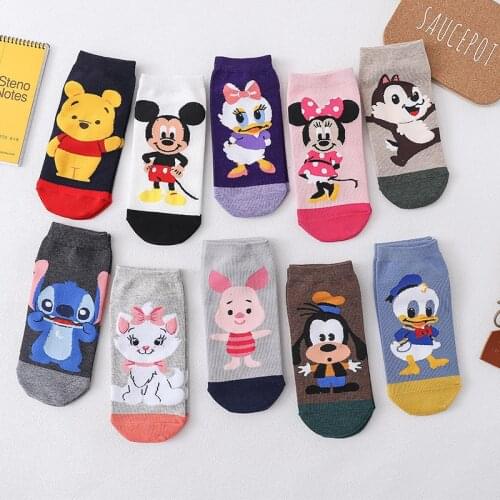 Casual women socks Korea cartoon animal mouse duck bear socks Cotton girl funny ankle socks size 35-41 dropshipping
