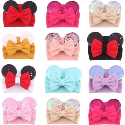 Baby Headband Girls Animal Ears Headbands Newborn Big Bows Turban Toddler Sequin Headwrap Kids Wide Hairband Hair Accessories