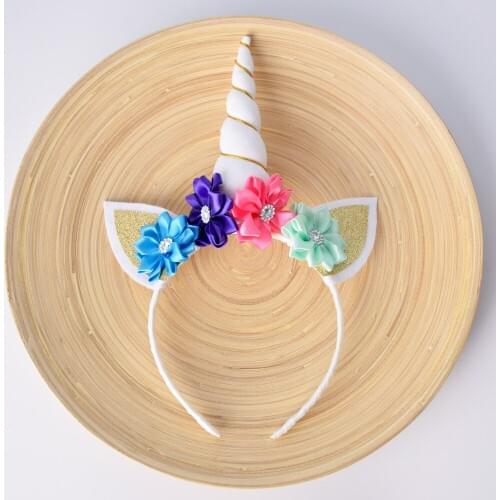 Girl Unicorn Headband Baby Girls Unicorn Birthday Party Hair Accessories Flower Baby Hard Headband Photo Props