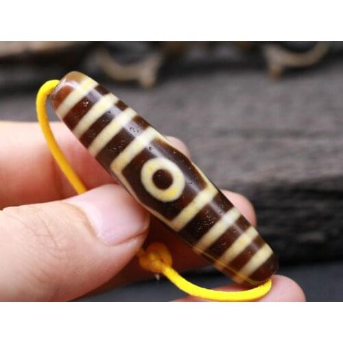 Rare Magic Magic Energy Tibetan Old Agate 3 Eye 4 Line Wisdom dZi Bead Amulet Pendant AJK88