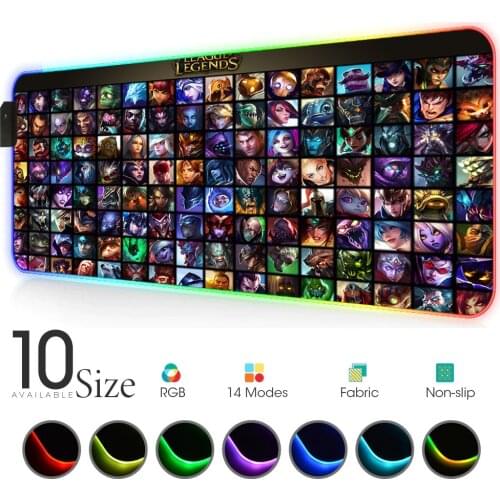 League of legends RGB Mouse Pad Gamer Accessories Large LED MousePad Gaming PC Desk Mats Computer persona Mat with Backlit