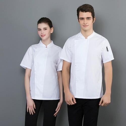 Short Sleeve Kitchen Jacket Shirt Men and Women Bakery Catering Hotel Master Chef Uniform Canteen Pastry Cook Coat Workwear